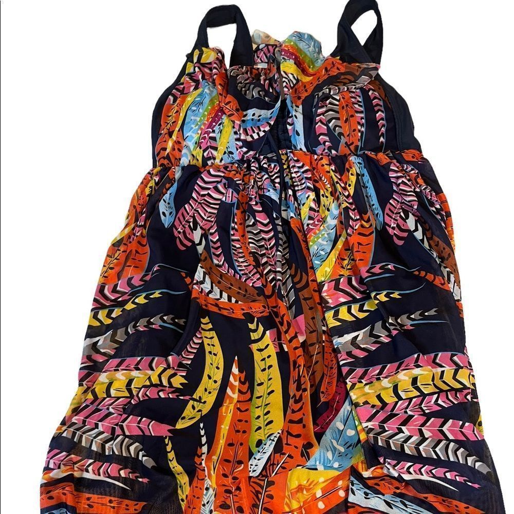 Ninewe  one piece swimsuit attached lined skirt suit with loose coverup attached